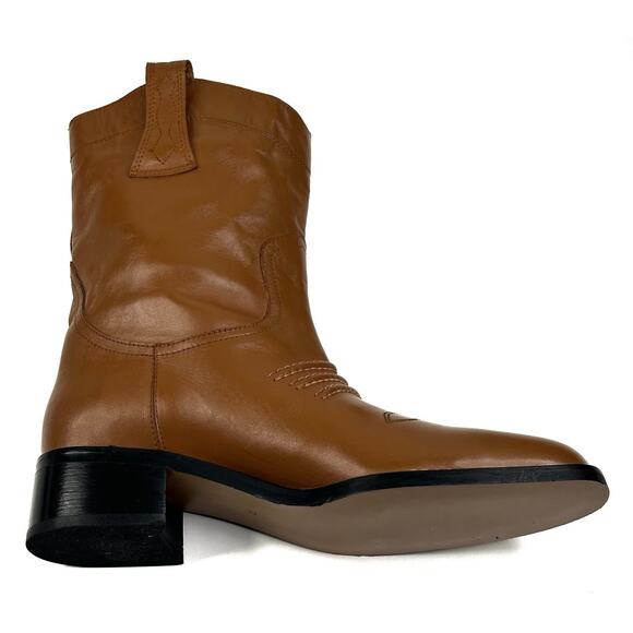 Bibi Lou Briana Western Boots Tan Leather Womens EU 39 US 8-8.5 Pull-On New $295 - Picture 6 of 14